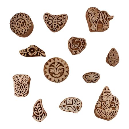 Set of 12 Piece New Mix Wooden Printing Blocks